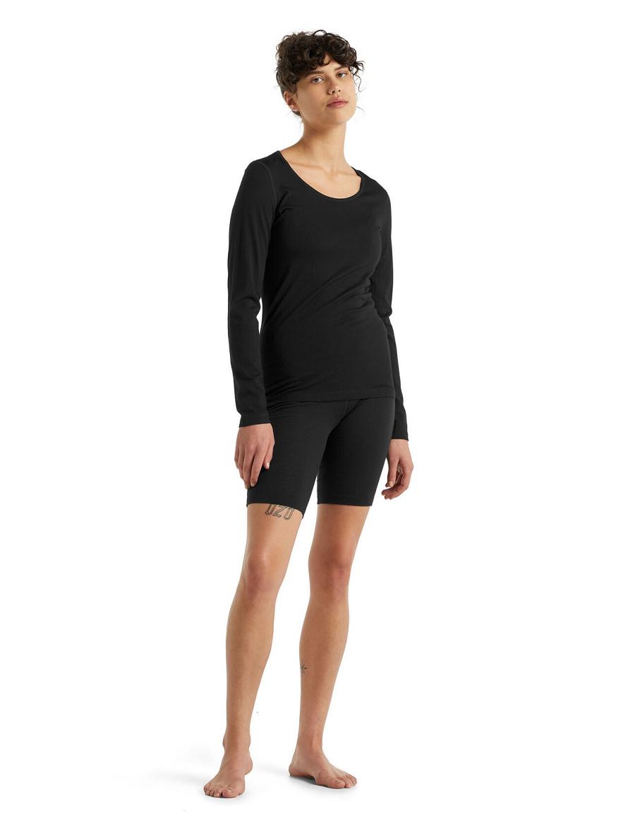 Women's Icebreaker Merino 200 Oasis Thermal Shorts Base Layers Black | CA 1065JPQJ